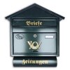 Großer Briefkasten Postkasten mit Zeitungsrolle Nostalgie Antik grün Wandmontage