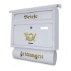 Antiker Briefkasten Postkasten mit Zeitungsrolle Nostalgie weiß Wandmontage