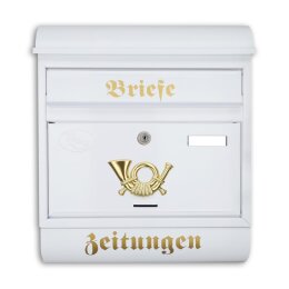 Antiker Briefkasten Postkasten mit Zeitungsrolle Runddach...