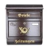 Antiker Briefkasten Postkasten mit Zeitungsrolle Runddach Nostalgie Kupfer Wandmontage