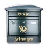 Antiker Briefkasten Postkasten mit Zeitungsrolle Zeltdach Grün Nostalgie Wandmontage