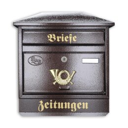 Antiker Briefkasten Postkasten mit Zeitungsrolle Zeltdach...