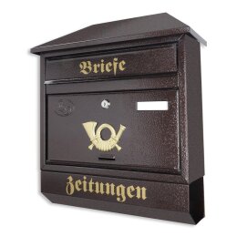 Antiker Briefkasten Postkasten mit Zeitungsrolle Zeltdach Kupfer Nostalgie Wandmontage